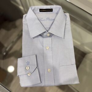 Louis Philippe 100% Premium Cotton Men's Blue Button Up Shirt (42)